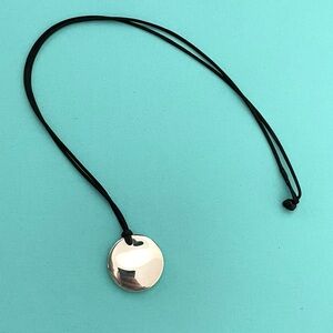 Tiffany Disc Pendant Necklace with Black Silk Cord